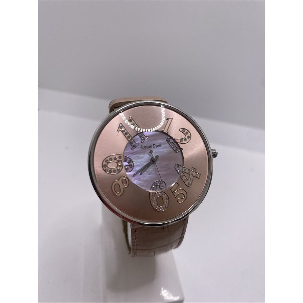 Louis Pion Pink Silver Wuartz Watch Worn Band New Battery